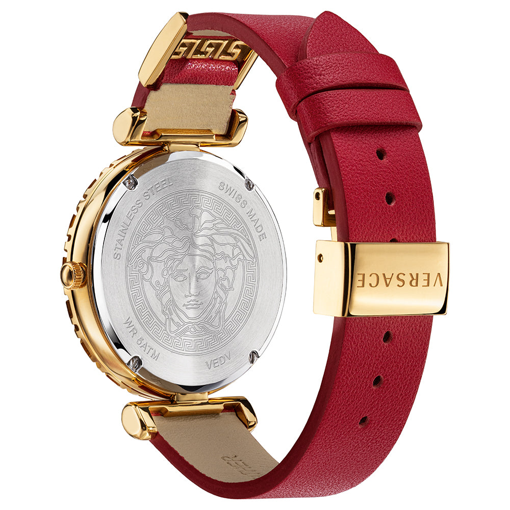 Versace Palazzo Empire Greca Red Dial Red Leather Strap Watch for Women - VEDV00319