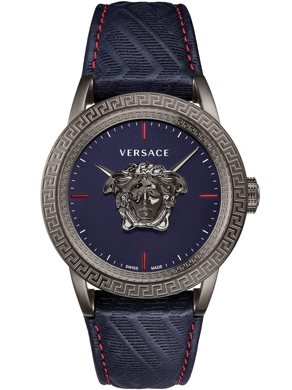 Versace Palazzo Empire Blue Dial Leather Strap Men's Watch - VERD00118