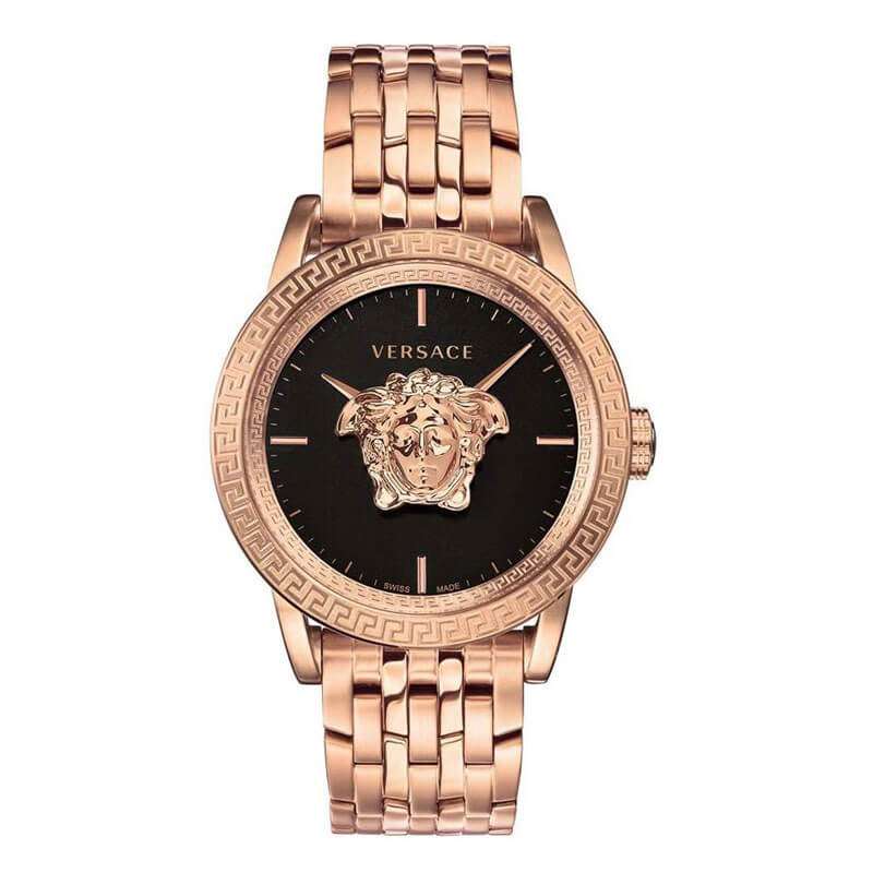 Versace Palazzo Empire Quartz Rose Gold Stainless Steel Black Dial Men’s Watch VERD00718