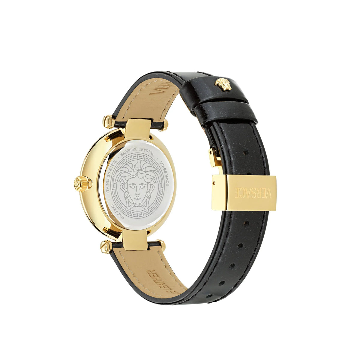 Versace REVE 35mm Black Dial Black Leather Strap VE8B00224