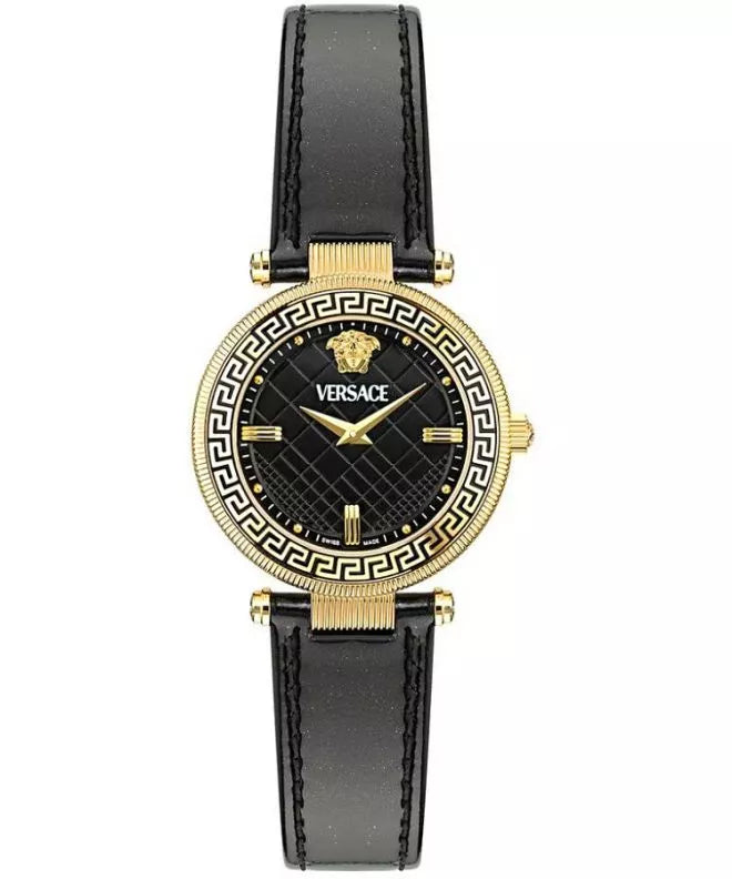 Versace REVE 35mm Black Dial Black Leather Strap VE8B00224