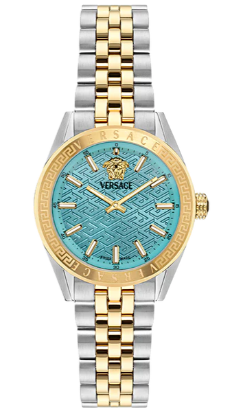 Versace Timeless V Code Blue Round Dial Quartz Analog Women Watch - VE8I00524