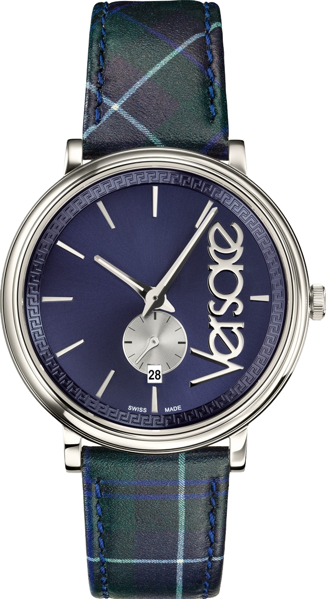 Versace V-Circle The Clans Edition Blue Plaid Men's Watch - VEBQ00118