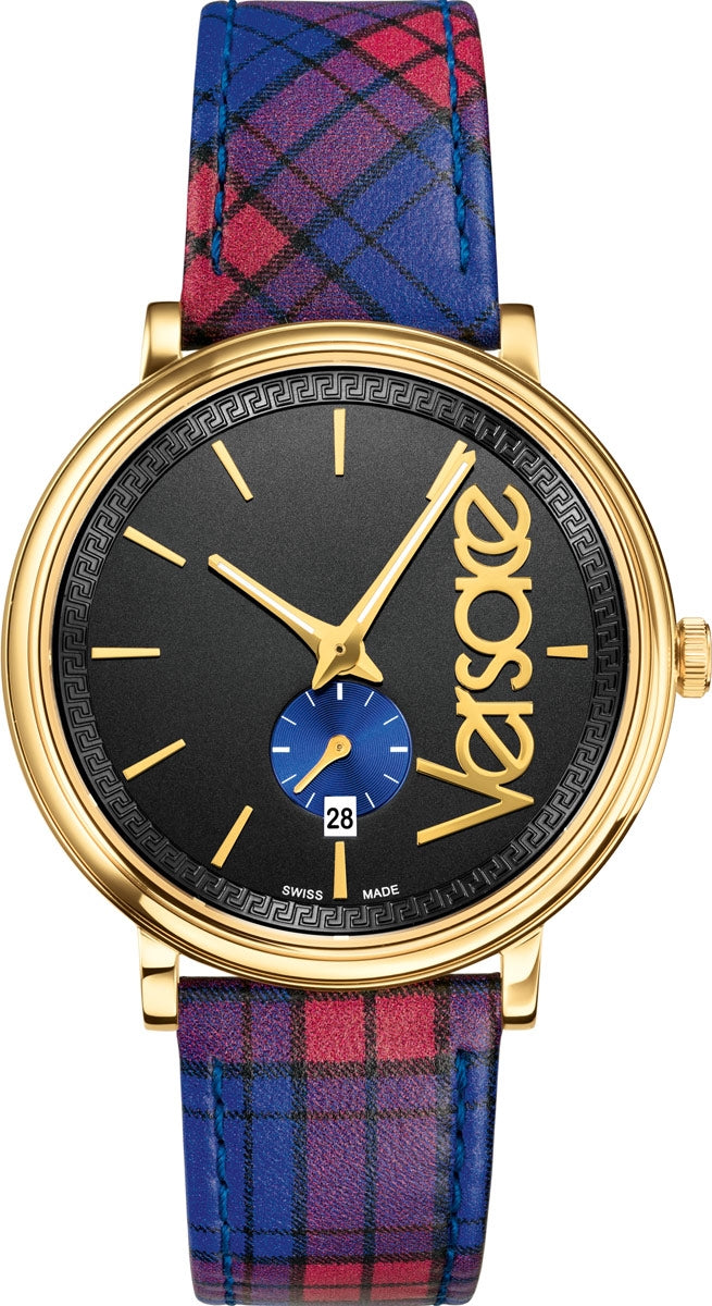 VERSACE V-Circle Quartz Multicolor Leather Strap - VEBQ00218