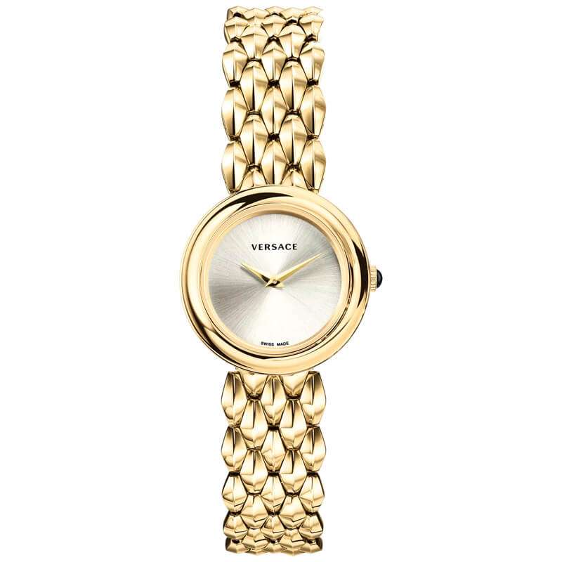 Versace V-Flare Quartz Silver Dial Gold Steel Strap Watch for Women - VEBN00718