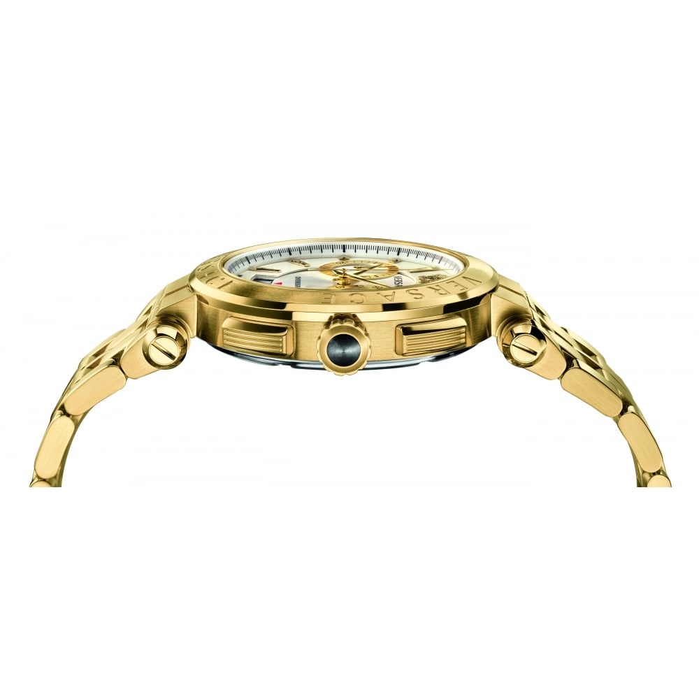 V-Racer Aion gold chronograph watch side view showing case and lugs