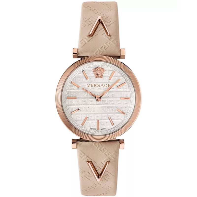 Versace V-Twist White Dial White Leather Strap Watch for Women - VELS00419