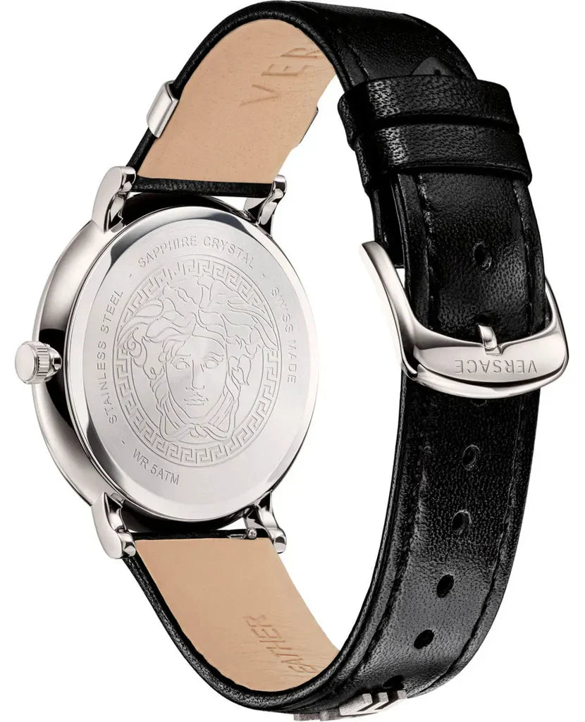 Versace watch caseback with engraved Medusa medallion and VERSACE text
