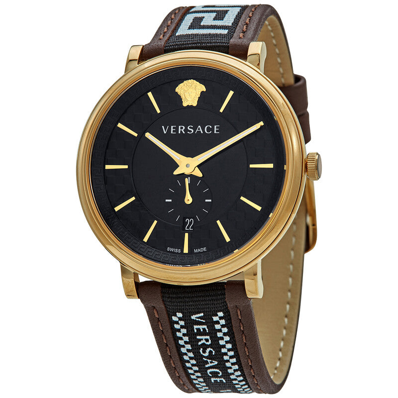 Versace V-Circle Quartz Black Dial Men's Watch VEBQ01619