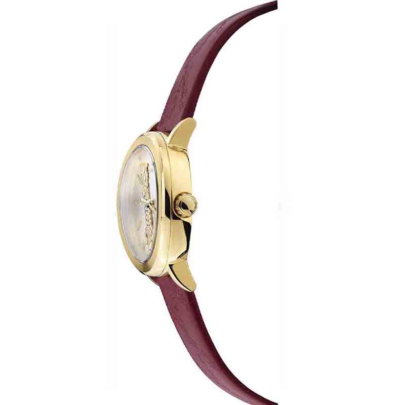 Versace Quartz Swiss Made Maroon Leather Strap White Dial 36mm Women's Watch - VEHC00219