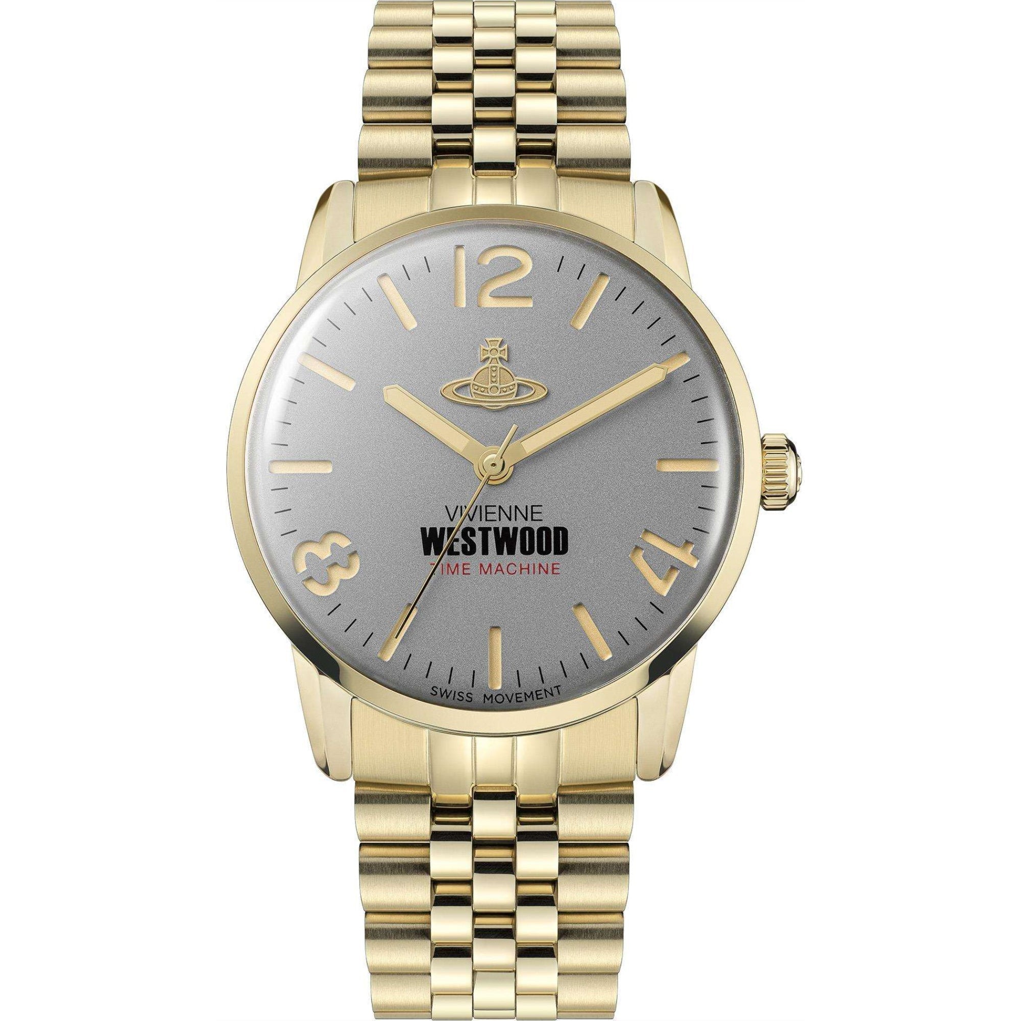 Vivienne Westwood Cadogan men's watch with grey dial and gold-tone stainless steel bracelet