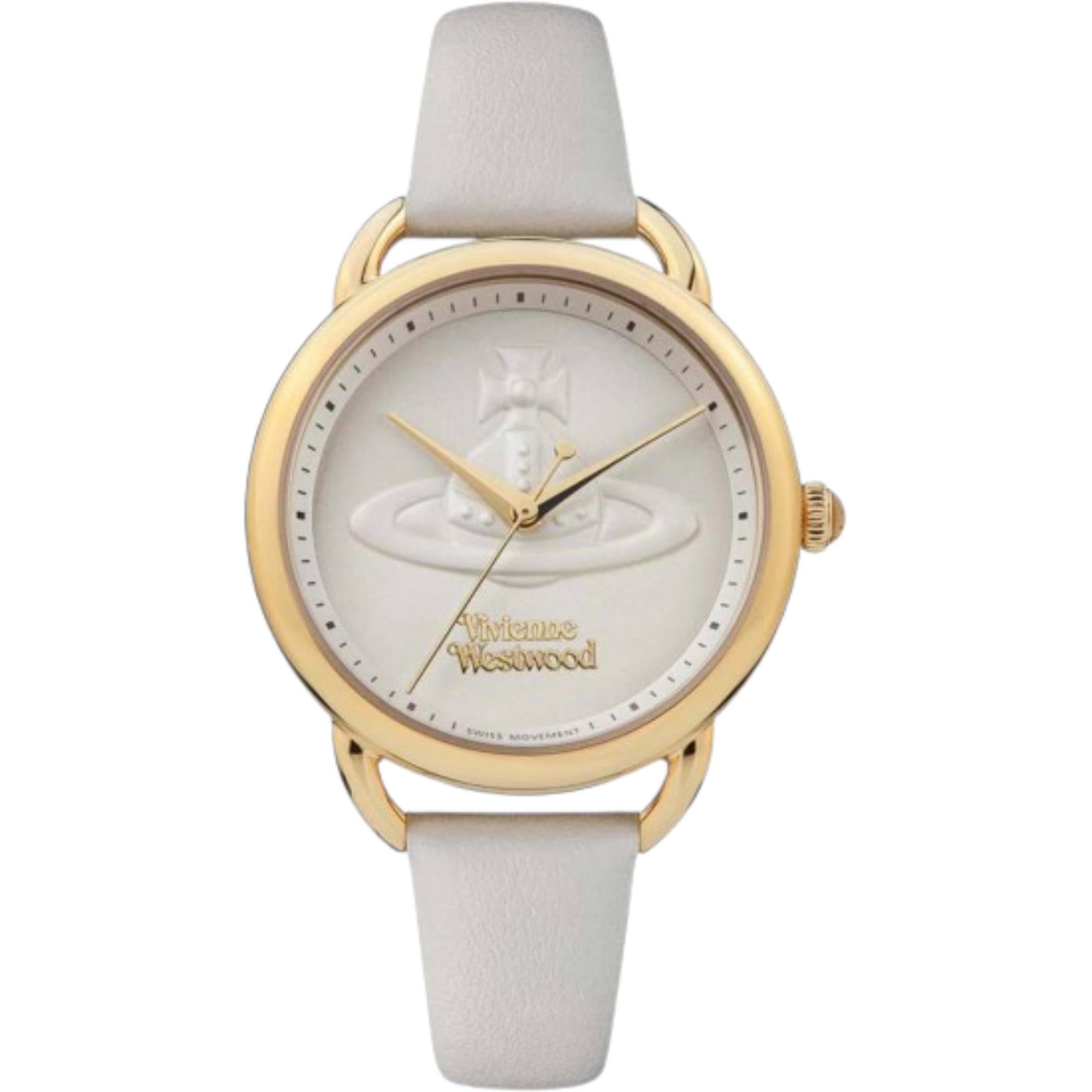 Vivienne Westwood Carnaby Quartz with Cream Dial & Cream Leather Strap  Ladies Watch - VV163GDCM