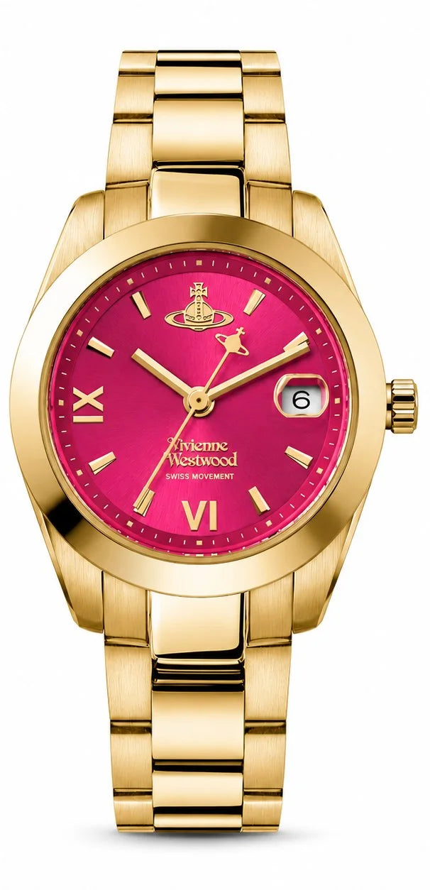 Vivienne Westwood fenchurch red dial gold s/steel 28mm Ladies Watch - VV292RRGD