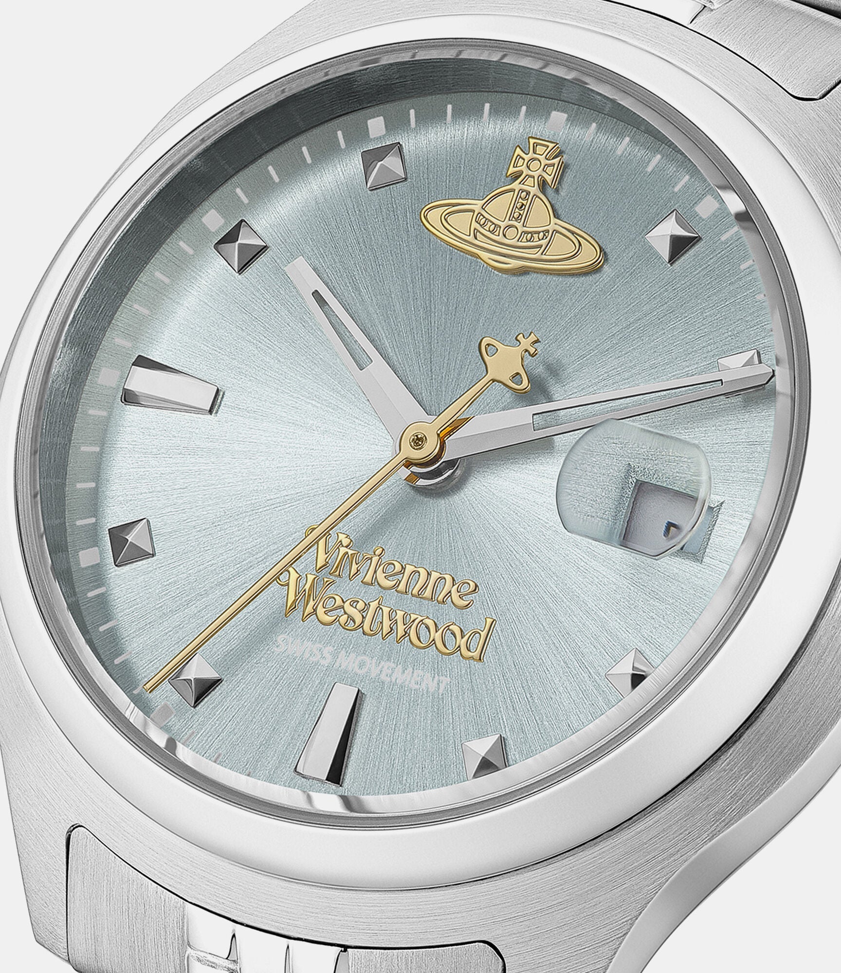 Vivienne Westwood Little Camberwell dial detail with Orb logo and hour markers