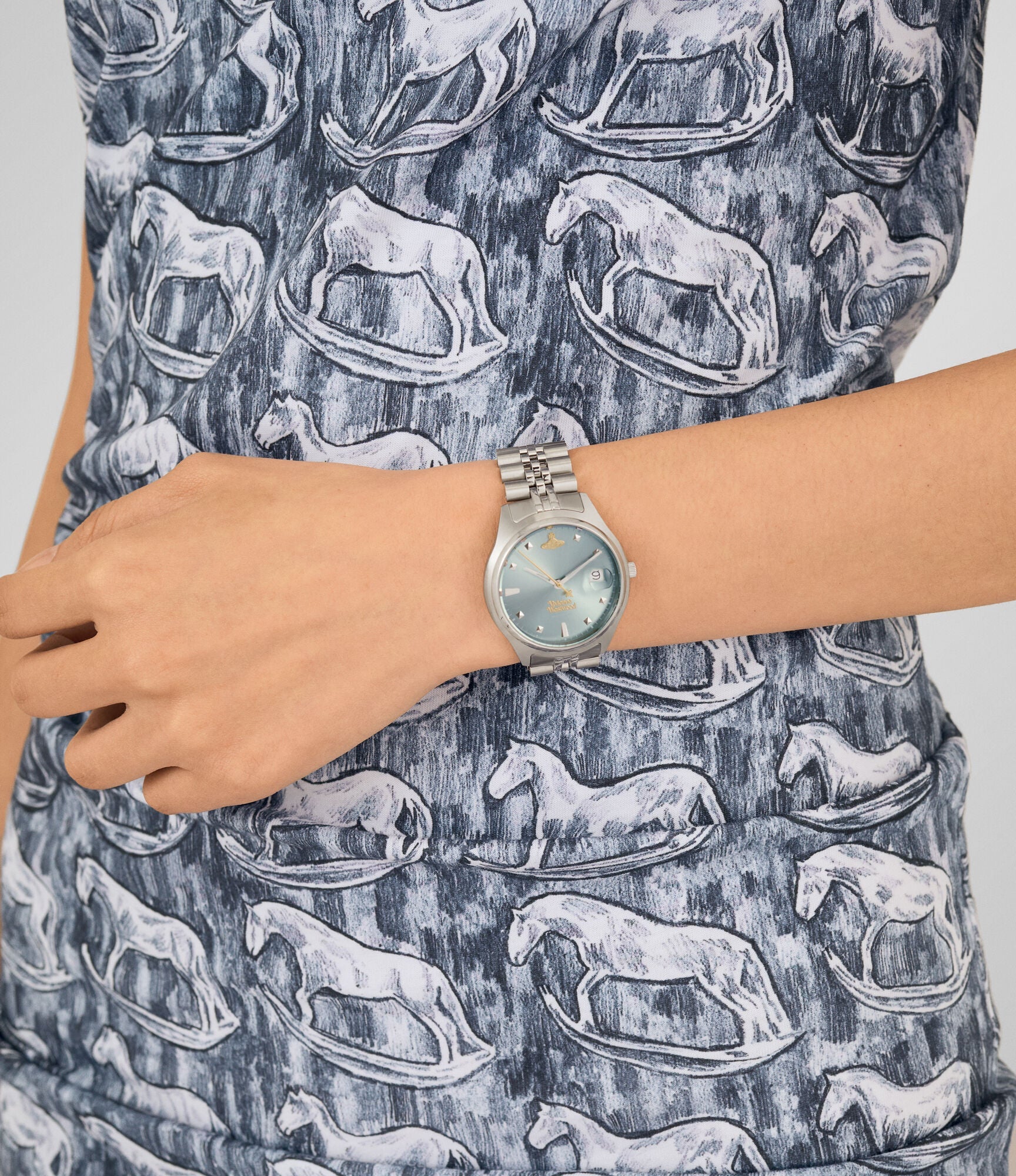 Vivienne Westwood Little Camberwell watch on wrist close-up detail