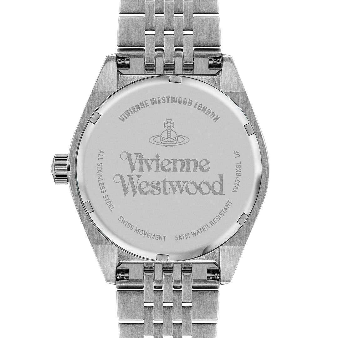 Caseback of Vivienne Westwood Orb Pop showing engraved branding and specifications