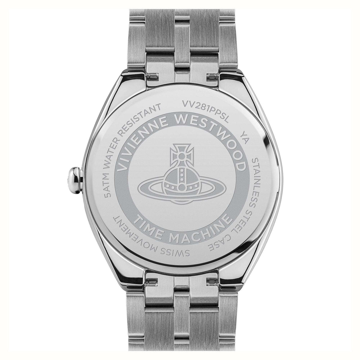 Vivienne Westwood Orb Pop VV281PPSL watch caseback with engraved Orb logo and text