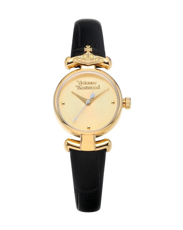 Vivienne Westwood Primrose Gold Plated Black Leather Women's Watch - VV090GDBK