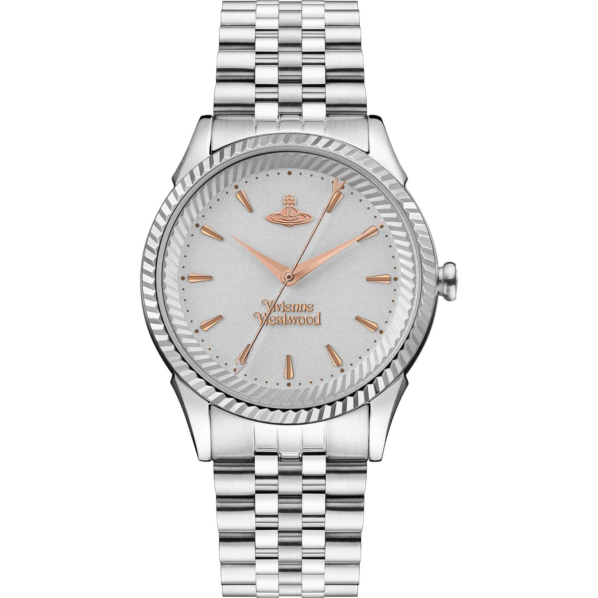 Vivienne Westwood Seymour 37mm ladies watch with silver dial and rose gold hour markers