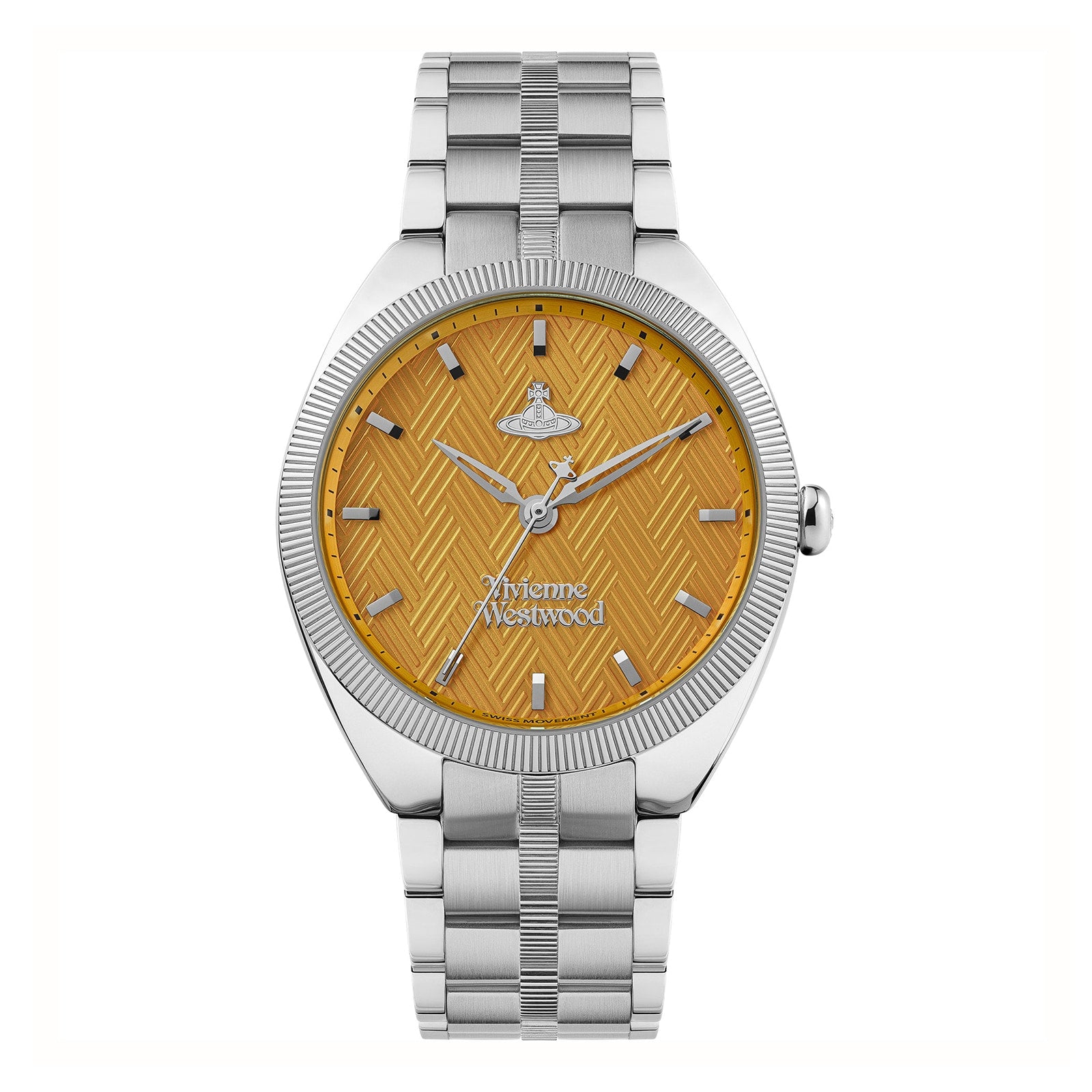 Vivienne Westwood The Mews watch with golden dial and silver stainless steel bracelet