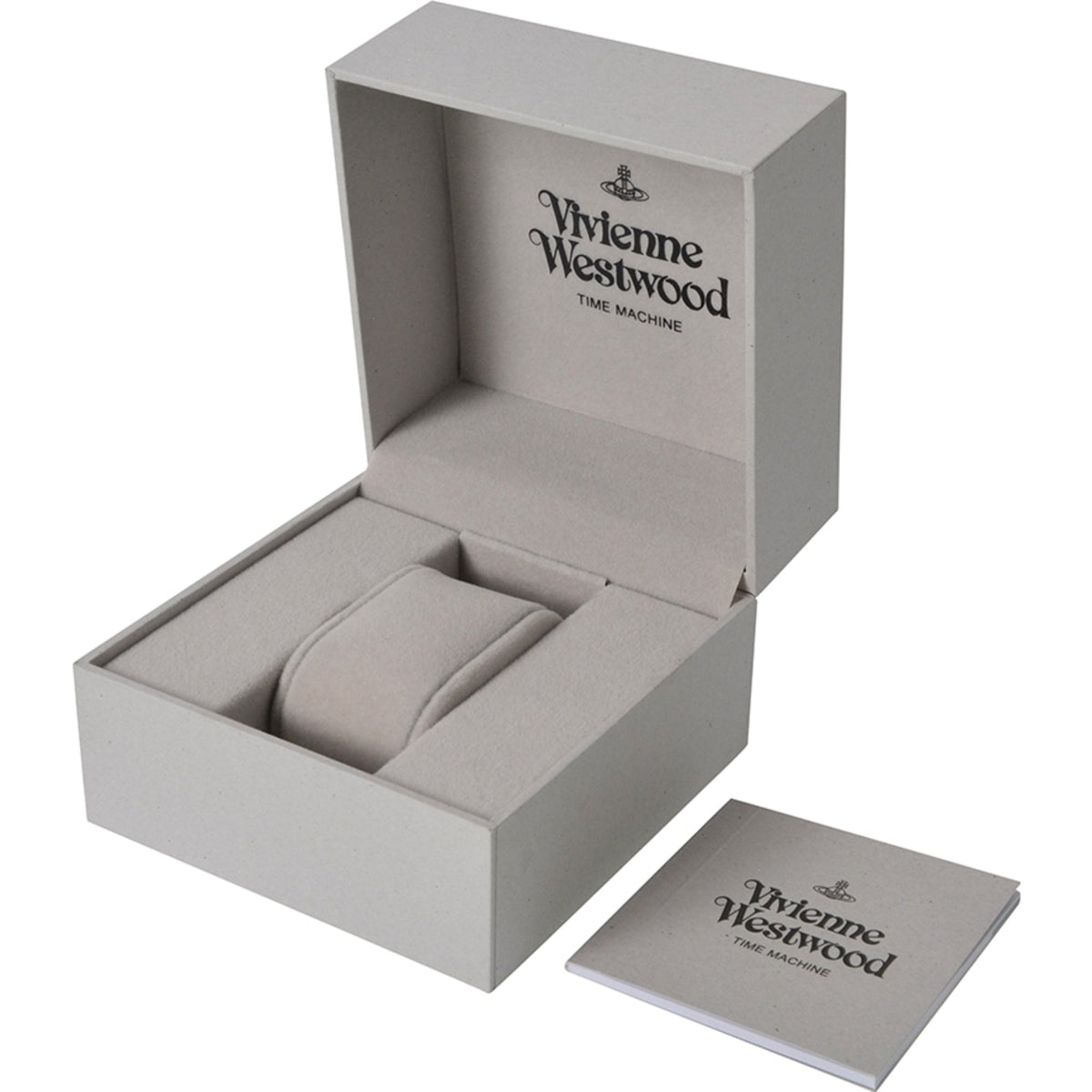 Vivienne Westwood Mother Orb watch packaging with branded box, watch cushion, and documentation
