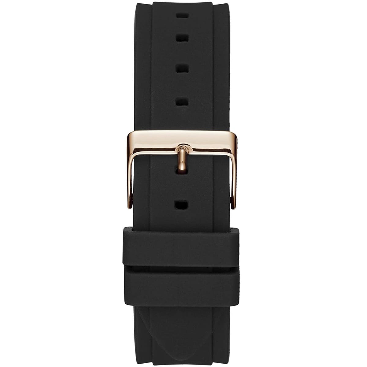 Guess Zena black rubber strap with rose gold buckle closure