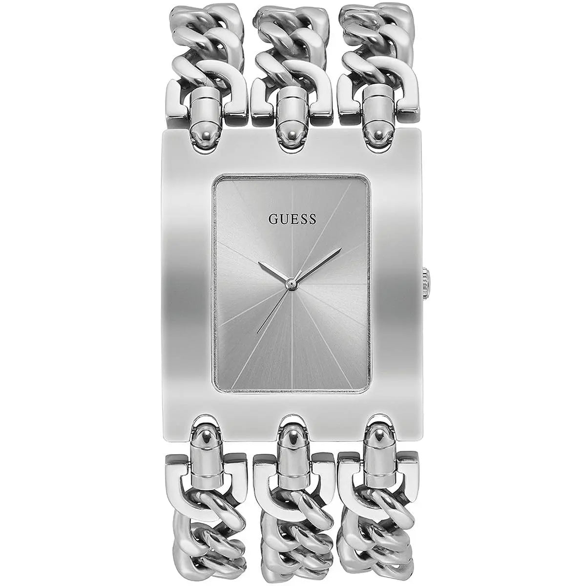 GUESS TREND women's watch with square silver dial and chunky stainless steel chain link strap