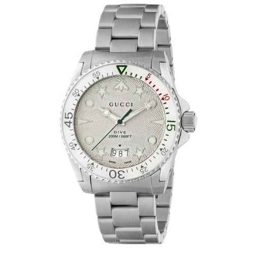 Gucci Dive Quartz Silver Dial Men's Watch YA136336