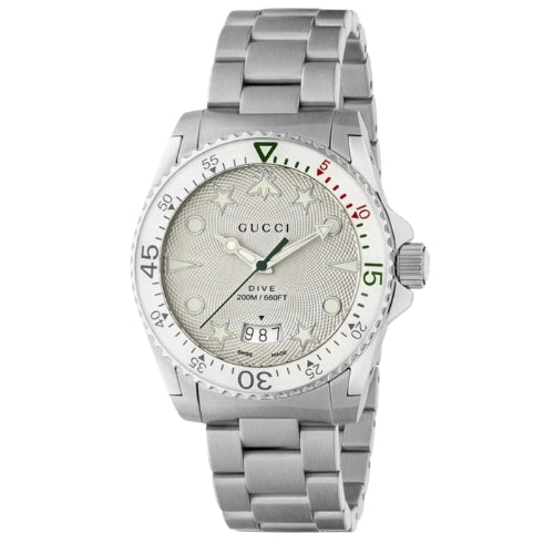 Gucci Dive Quartz Silver Dial Men's Watch YA136336