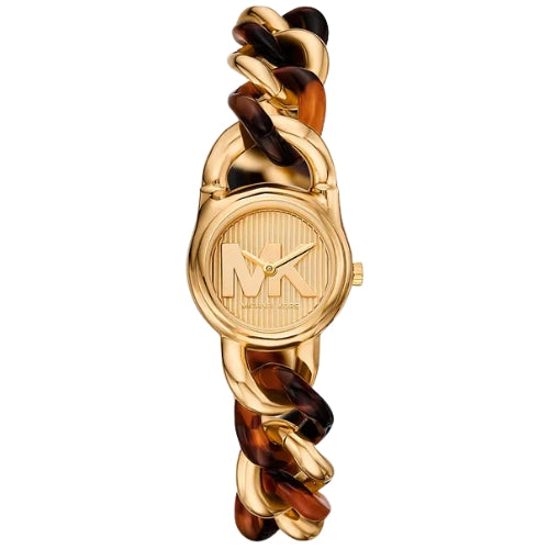 Michael Kors Petite Lock Gold-Tone and Tortoiseshell Acetate Chain Watch - MKO1149