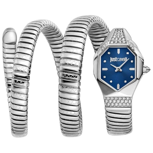 Just Cavalli Signature Snake Ambra Silver Night blue Watch - JC1L370M0025