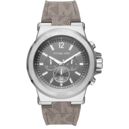 Michael Kors Dylan Chronograph Grey Dial Grey PVC Strap Watch For Men - MK8935