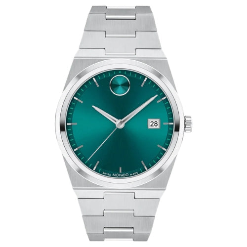 Movado BOLD Quest Stainless Steel Teal Green Dial Bracelet 40mm Men's Watch - 3601222