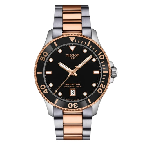 Seastar 1000 Quartz Black Dial Stainless Steel Men's Watch - T120.410.22.051.01