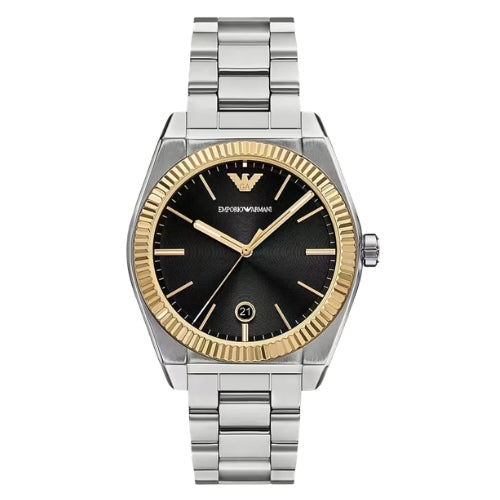 Emporio Armani Quartz Black Dial Analog Stainless Steel Men Watch - AR80077