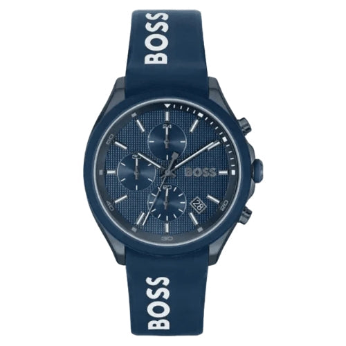 Hugo Boss Velocity Chronograph Blue Dial Blue Rubber Strap Watch For Men - 1514061