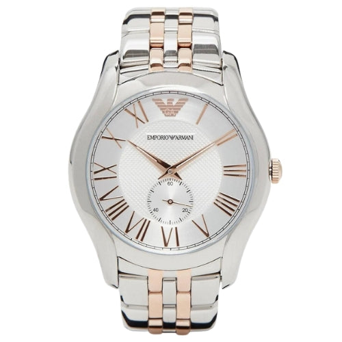 Emporio Armani Quartz Two Tone Stainless Steel Silver Dial 43mm Men's Watch - AR1824