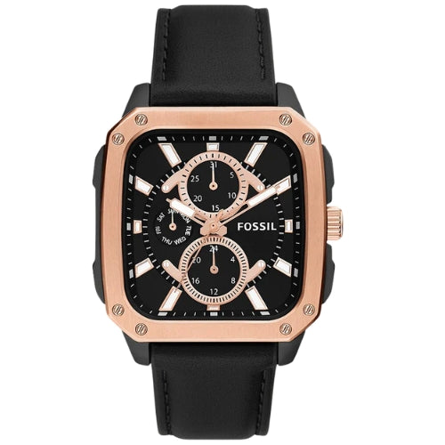 Fossil Multifunction Black Leather Men's Watch BQ2654