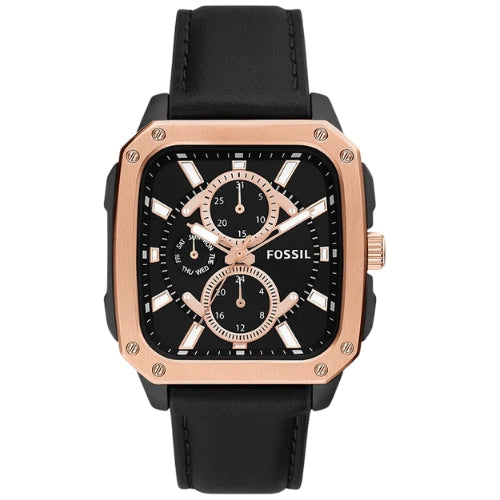 Fossil Multifunction Black Leather Men's Watch BQ2654