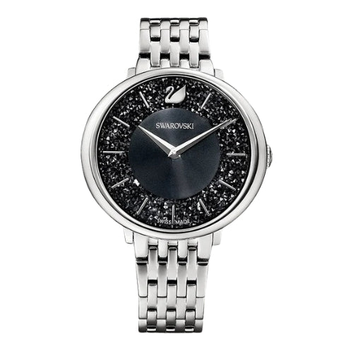 Swarovski Crystalline Aura Silver Bracelet with Black Crystal Dial Womens Watch - 5587527