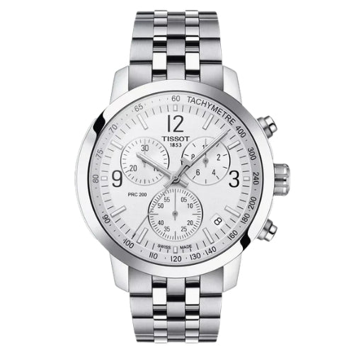 Tissot PRC 200 Chronograph Quartz Silver Dial Men's Watch - T114.417.11.037.00