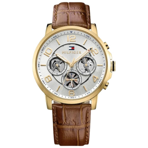 Tommy Hilfiger Keagan Silver Dial Leather Strap Men's Watch 1791291