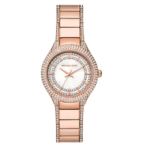 Michael Kors Sylvia Mother Of Pearl Dial Rose Gold Steel Strap Watch for Women - MK4656