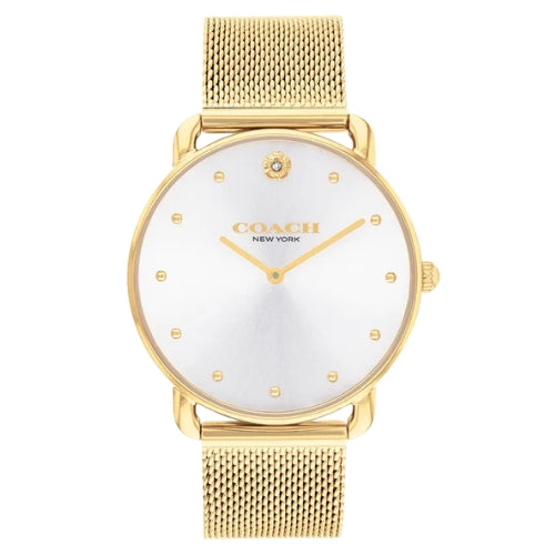 Coach Elliot 36mm Silver Dial Gold Tone Mesh Bracelet Watch - 14504208