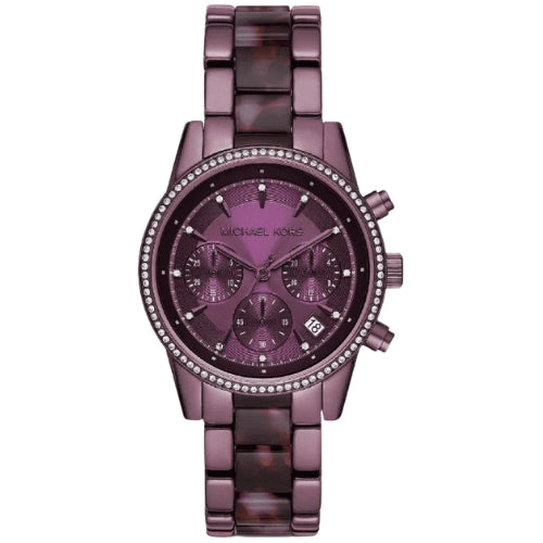 Michael Kors Ritz Chronograph Purple Dial Purple Steel Strap Watch For Women - MK6720