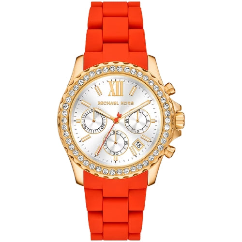 Michael Kors Oversized Everest Pavé Gold-Tone and Silicone Watch - MKO1135