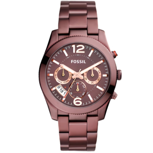 Fossil Perfect Boyfriend Multifunction Maroon Dial Maroon Steel Strap Watch for Women - ES4110