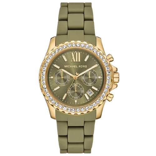 Michael Kors Oversized Everest Pavé Gold-Tone and Silicone Watch - MKO1201