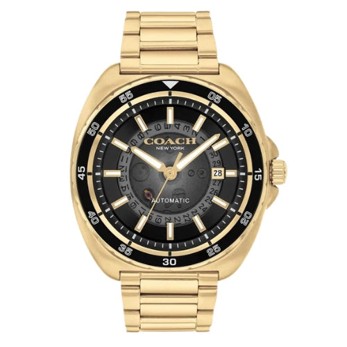 COACH Charter Automatic Black Dial Gold-Tone Bracelet 44mm Men's Watch - 14602712