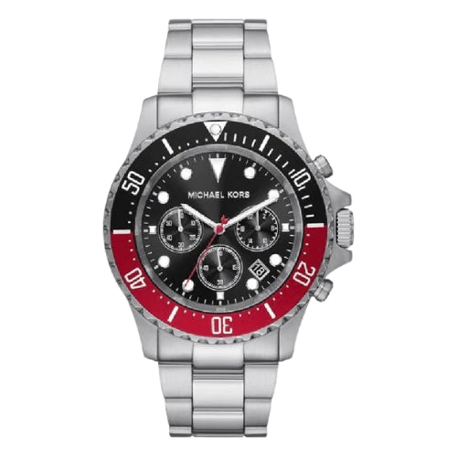 Michael Kors Everest Chronograph Black Dial Silver Steel Strap Watch For Men - MK8977